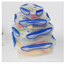 Ensemble de contenants de stockage de nourriture en plastique à quatre côtés en plastique